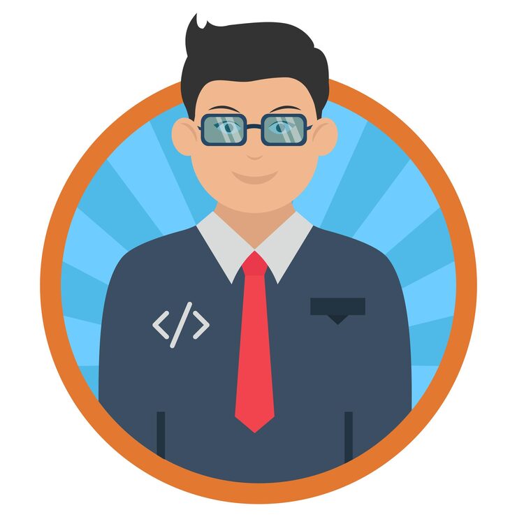 Vector computer programmer or coder concept software engineer vector round design professional uniform