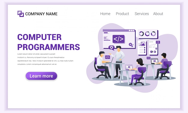 Vector computer programmers  landing page