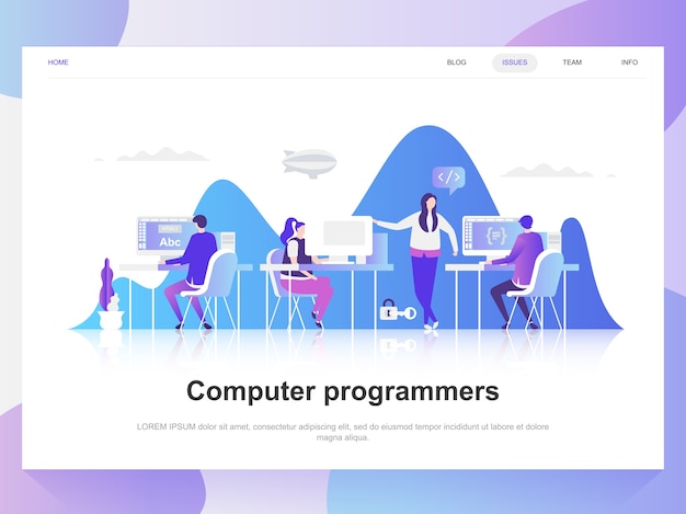 Computer programmeurs moderne platte ontwerpconcept.