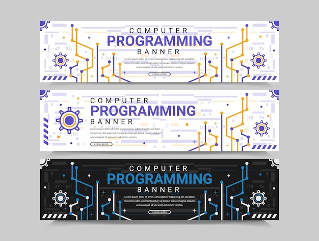 computer programming banner design banner design for software vector illustration