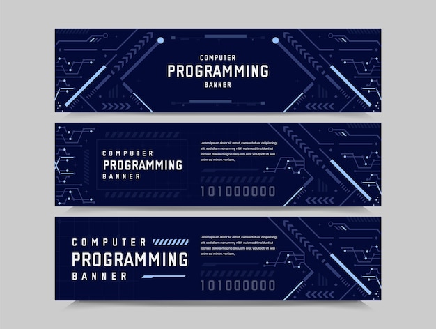 Progettazione di banner di programmazione per computer design di banner per l'illustrazione vettoriale del software