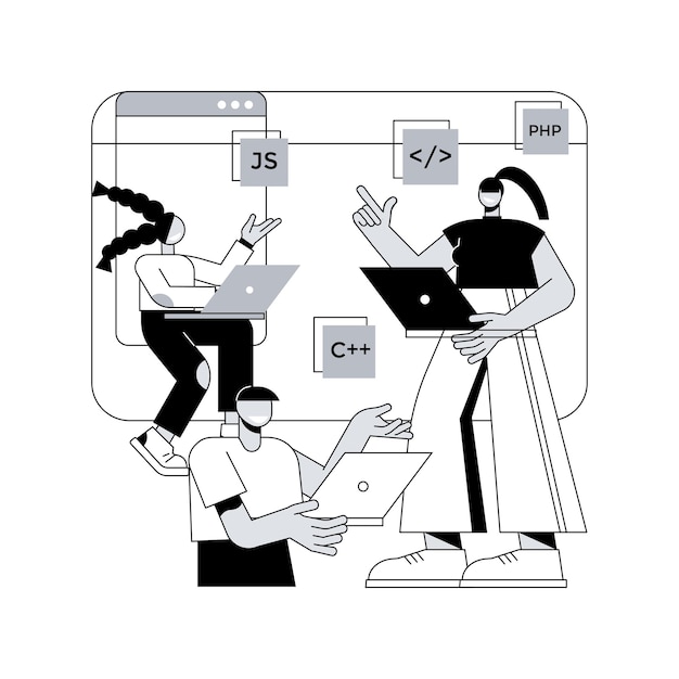 Illustrazione vettoriale del concetto astratto del campo di programmazione per computer