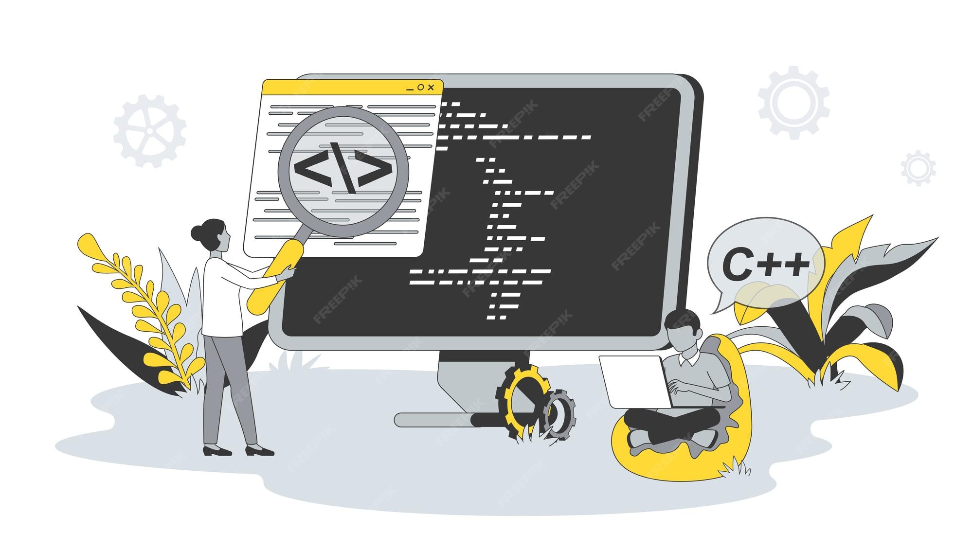 Premium Vector | Computer programming concept in flat design with ...