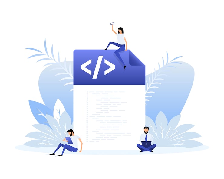 Vector computer programming or developing software or game web development website coding
