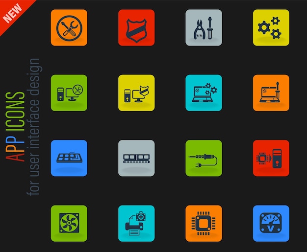 Computer repair icon set