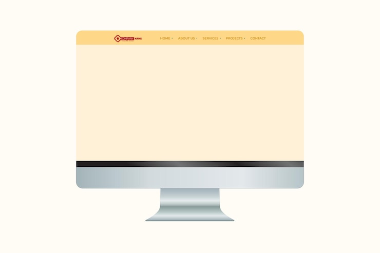 Vector computer screen on bright color new background mock up design