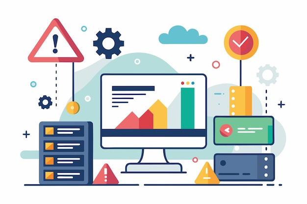 computer screen displaying a chart related to error data input process trends error data input process trending simple and minimalist flat vector illustration