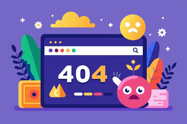 computer screen displaying forty internet error page error 404 or internet not found on network problem simple and minimalist flat vector illustration