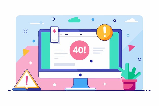 a computer screen displaying the number 40 in clear digital format fix 404 error computer screen page with error simple and minimalist flat vector illustration