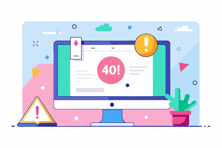Vector a computer screen displaying the number 40 in clear digital format fix 404 error computer screen page with error simple and minimalist flat vector illustration