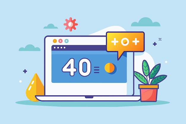 computer screen displaying number 40 internet network warning 404 error page internet error or problem not found on network simple and minimalist flat vector illustration