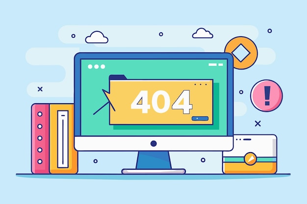 숫자 40이 연속으로 여러 번 반복되는 컴퓨터 화면 404 오류 페이지 디자인 개념 오류가 있는 컴퓨터 화면 간단하고 미니멀한 평평한 터 일러스트레이션