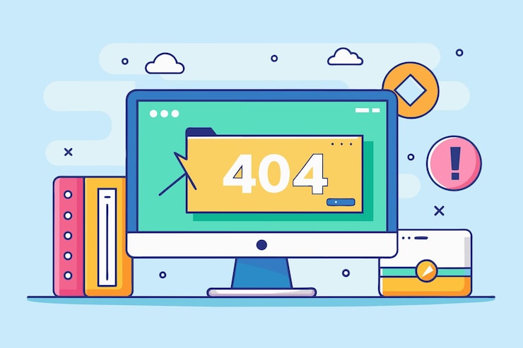 Vector a computer screen displaying the number 40 repeated multiple times in a row fix 404 error page design concept computer screen with error simple and minimalist flat vector illustration
