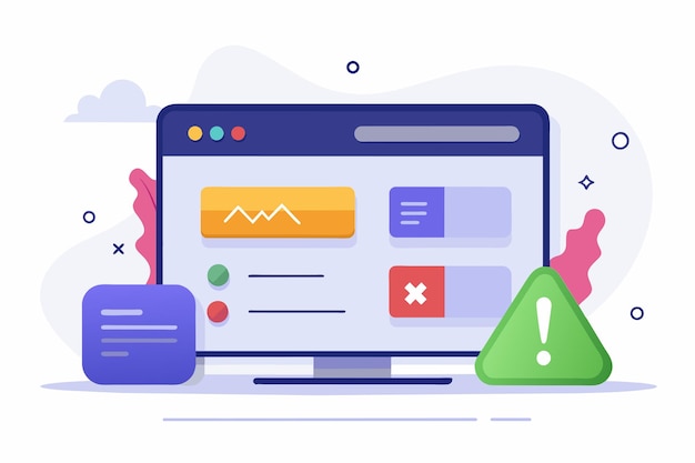 computer screen displays a question mark symbol indicating error or data input issue in a simple and minimalist setting error data input trending simple and minimalist flat vector illustration