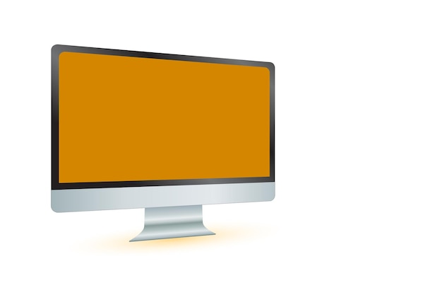 Computer screen on Ochre color background side pose mock up design