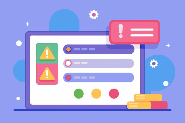 a computer screen showing a flat screen graphic with trending error data input error data input trending simple and minimalist flat vector illustration