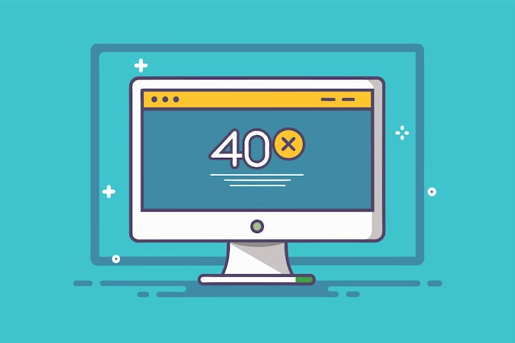 Vector computer screen showing the number forty repeated multiple times in a simple and minimalist error message computer screen error page 404 simple and minimalist flat vector illustration