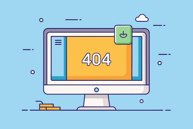 반복되는 40 오류 메시지를 보여주는 컴퓨터 화면 404 오류 개념 간단하고 미니멀한 평평한 터 일러스트레이션