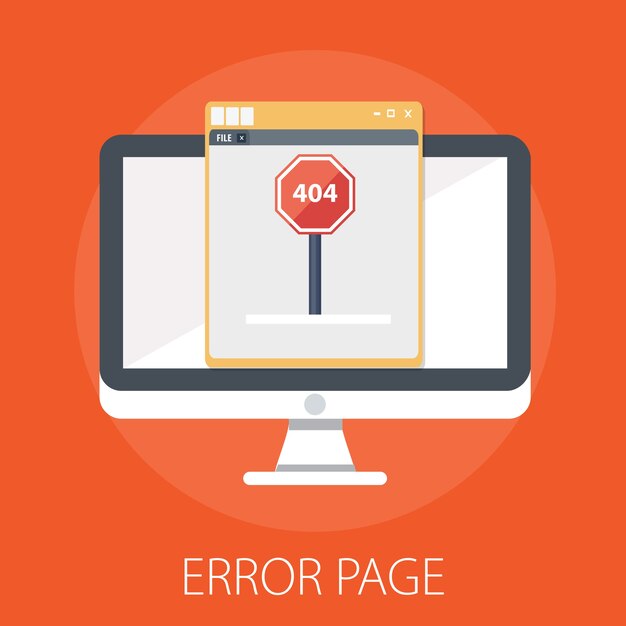 ベクトル 404エラーのあるコンピューター画面
