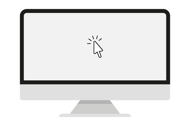 Vector computer screen with arrow cursor. vector illustration