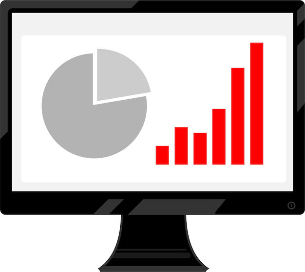 A computer screen with a black frame showing an ascending curve graph