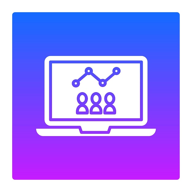 その上で働いている人々の図を青い背景で描いたコンピュータスクリーン