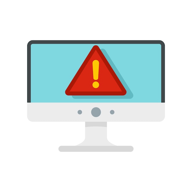 Computer security alert icon Flat illustration of computer security alert vector icon for web design