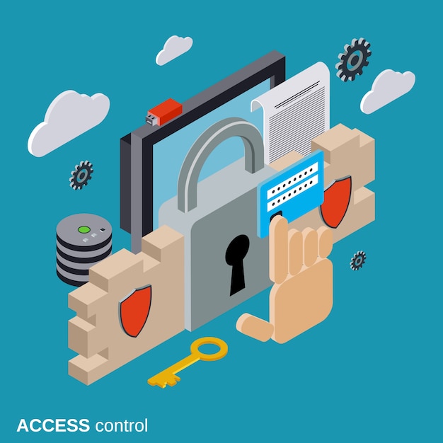 computer security flat isometric vector concept