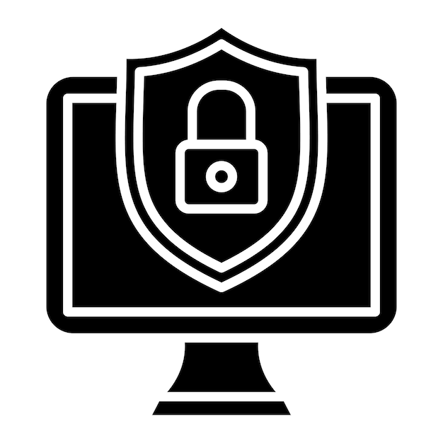 Computer Security Glyph Solid Black Illustration