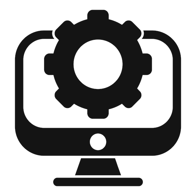 Computer showing configuration gear wheel setting icon