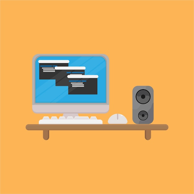 computer and speaker vector illustration,