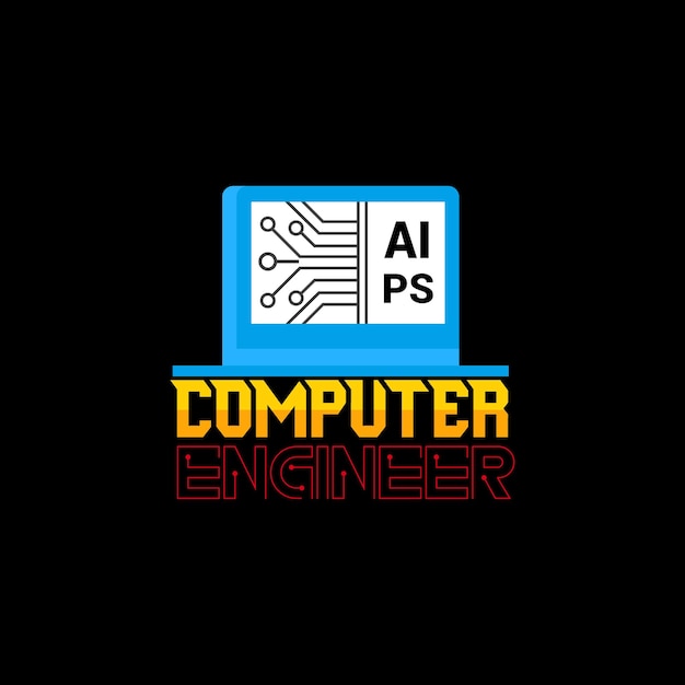 Computer t-shirt design, Computer Engineer typography, Vector illustration