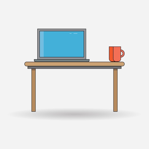 Computer on the table vector