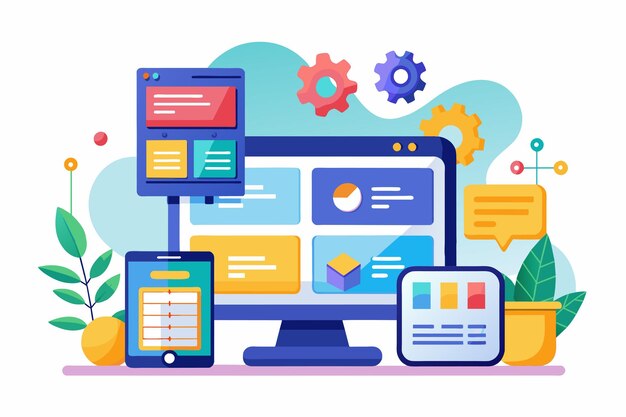 a computer tablet and phone are placed on a table design a userfriendly interface with customizable widgets for scheduling and automation