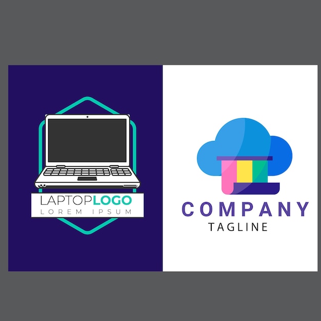 computer tech logo computer logo template software development vector logo design