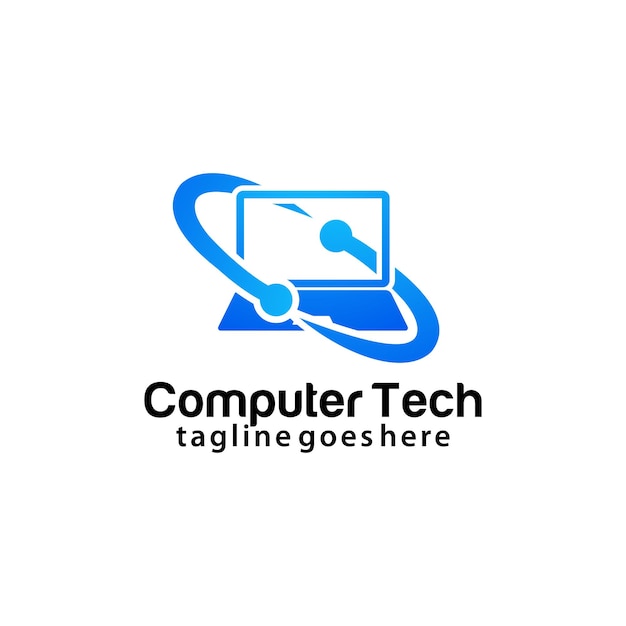 Vector computer tech logo design template