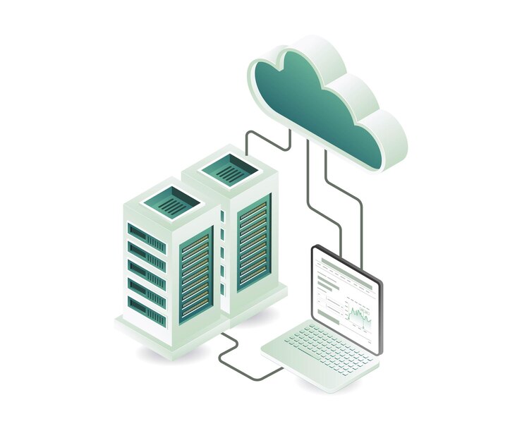 Vector computer technology cloud server concept illustration