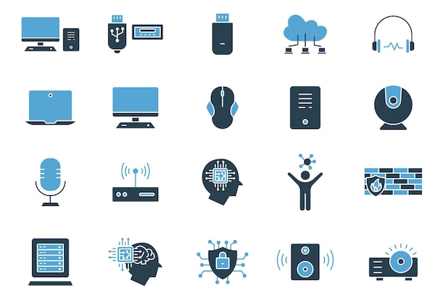 computer technology icon set laptop monitor cloud computing cyber security and more