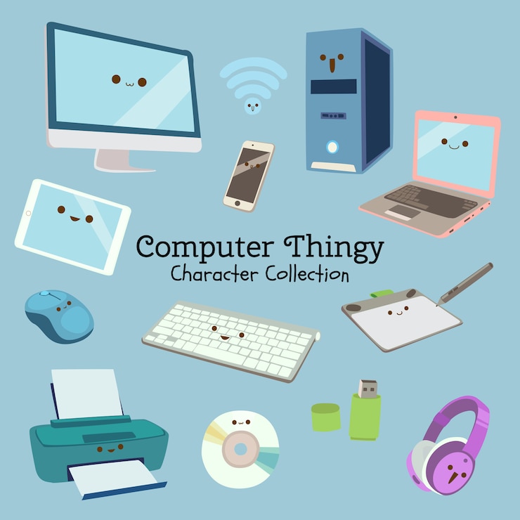 Vector computer thingy character collection