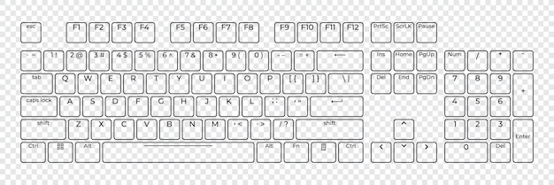 Computer toetsenbord lay-out sjabloon met letters voor grafisch gebruik Moderne computer toetsenbord Vector illustratie