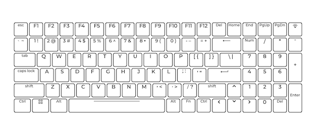 Computer toetsenbord lay-out sjabloon met letters voor grafisch gebruik Moderne computer toetsenbord Vector illustratie