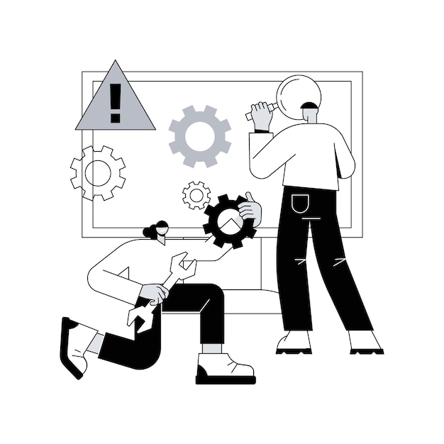 Computer troubleshooting abstract concept vector illustration