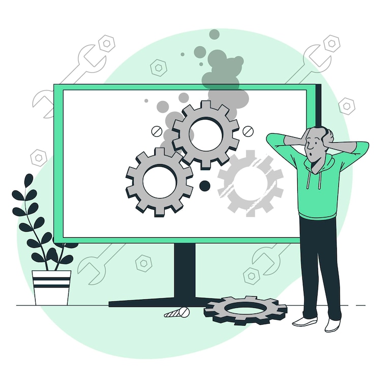 Vector computer troubleshooting concept illustration