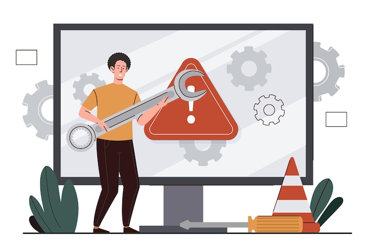 Vector computer troubleshooting vector concept