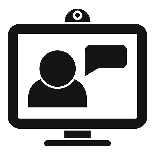 Icona videochiamata dal computer semplice illustrazione dell'icona vettoriale della videochiamata dal computer per il web design isolato su sfondo bianco
