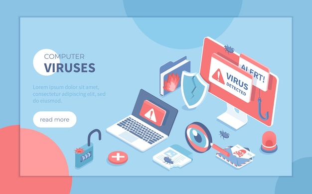 computer viruses errors detected alert messages bugs open lock infected files broken shield m