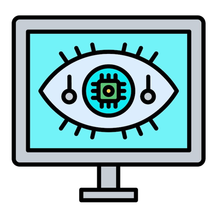 Vector computer vision flat illustration