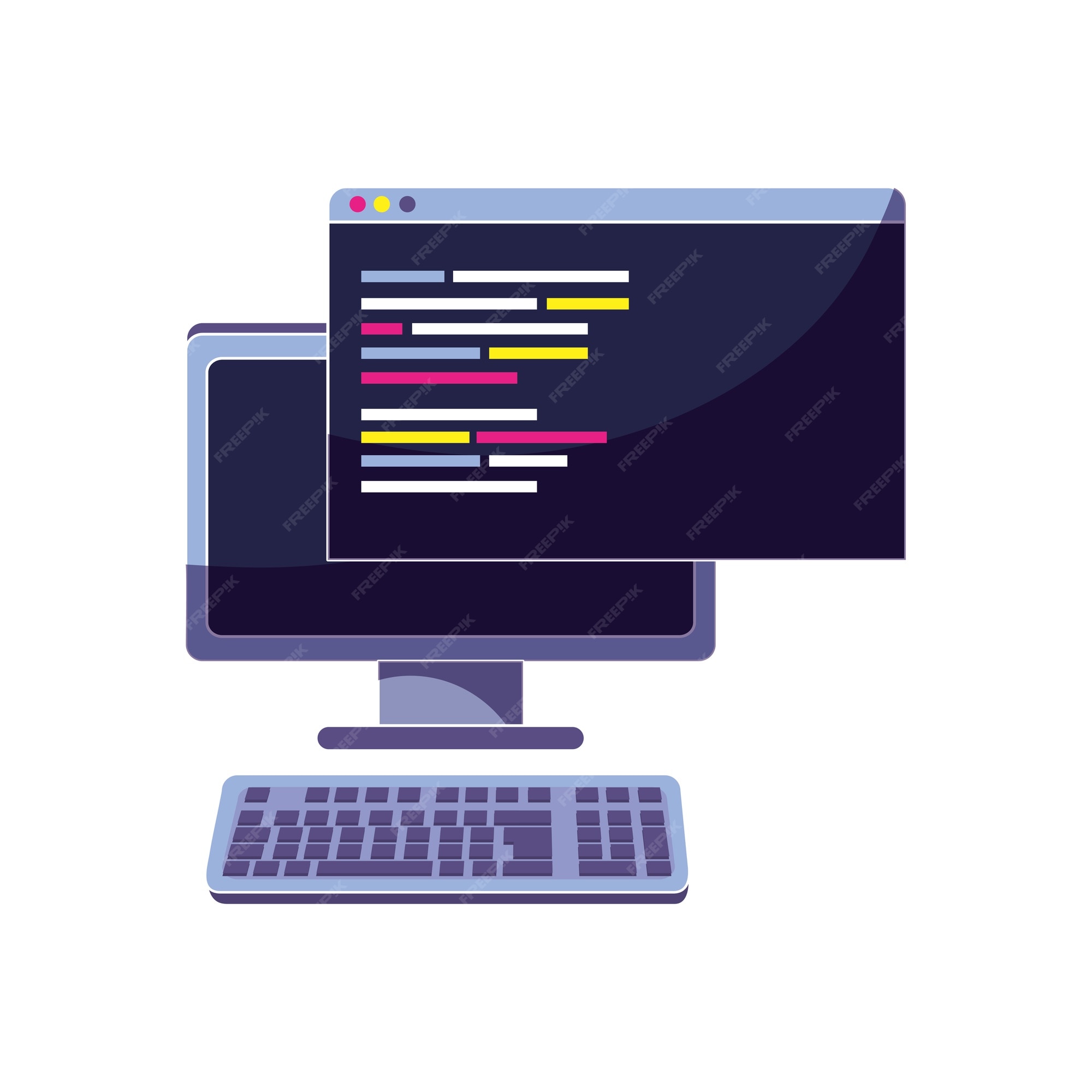 Premium Vector | Computer and website with programming data code