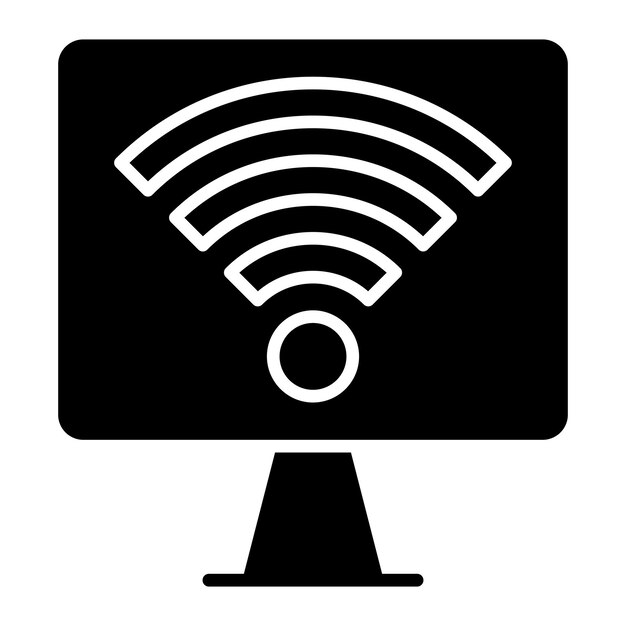 Computer Wifi Glyph Solid Zwarte illustratie