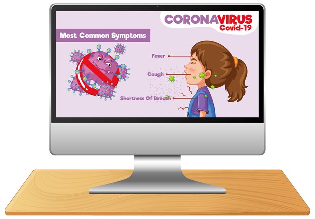 Computer con informazioni covid sul desktop dello schermo